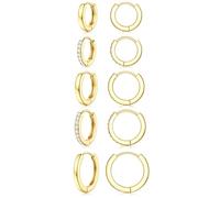 Kleine Goldene Creolen Für Damen, Hipoalergénicos Pendientes De Plata Esterlina Para Oídos Sensibles, No Deslustra, 14K Dorados Huggie Creolen, Conjunto Con Varios Pendientes