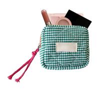 Kleine Make-up Tasche - Tragbare Kosmetiktasche für Damen Mädchen | Lippenstift Aufbewahrung Münzbörse | Quadratisch Kariert Kosmetik Organizer für Reisen Alltag Schule Büro