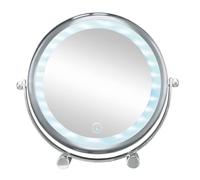 Kleine Wolke Bright Mirror Shorty Espejo Aumento Sobremesa 2 Caras LED, Metal, Cromo, 20x4x19.5 cm