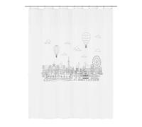 Kleine Wolke Cortina de Ducha PEVA Wonderland Blanco y Negro, 180 x 200 cm | Certificado Oeko-Tex, sin PVC, totalmente impermeable, barra perforada reforzada, de PEVA