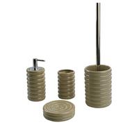 Kleine Wolke - Juego de baño (4 piezas, cerámica, cepillo de inodoro, dispensador de jabón, soporte para cepillos de dientes y jabonero), color beige