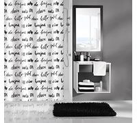 Kleine Wolke Textilgesellschaft - Cortina de Ducha, Fibra sintética, Negro, 200 x 180 cm Blanco