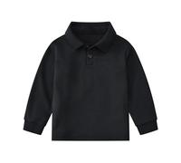 Kleinkind Jungen Mädchen Langarm Casual Solid Gentleman Tops Urlaub Shirts T-Shirt (Black, 3-4 Years)