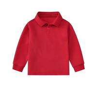 Kleinkind Jungen Mädchen Langarm Casual Solid Gentleman Tops Urlaub Shirts T-Shirt (Red, 7-8 Years)