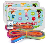 Kleintober Set de 2 Gomas elásticas para niños Premium I Twister I Juguete para Interior y Exterior I Banda arcoíris I con Instrucciones para Juegos I niños y niñas