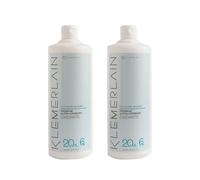 Klemerlain Agua Oxigenada en Crema Estabilizada 20 Volúmenes 6%, Oxidante para Coloración Capilar Permanente y Decoloración. Formulación Vegana. Uso Profesional. Pack de 2 Uds de 1L
