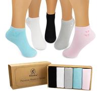 Klenton Calcetines Tobilleros de Bambú para Mujer, Cortos Entrenadores, Transpirables, Absorben la Humedad, para Zapatillas, Pack de 5, Talla 37-41