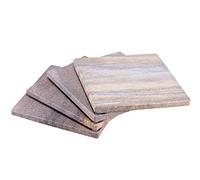 KLEO Juego de posavasos hecho de piedra arcoíris natural, absorbente de agua natural, juego de 4 unidades