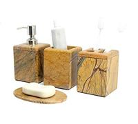 KLEO Set de 4 Piezas de baño de Lujo | Incluye dispensador de jabón o loción líquido. Soporte para cepillos de Dientes, Taza, jabonera