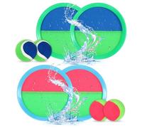 Klettballspiel，Ostergeschenke Kinder， Wasserspielzeug Kinder Outdoor, 4 Fänge, 2 harte Bälle und 2 weiche Bälle，Ideal für den Einsatz im Freien, z. B. in Parks, an Stränden, in Hinterhöfen und im Haus
