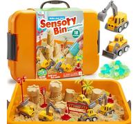 Klever Kits Caja sensorial de construcción para niños pequeños con Piedras Que Brillan en la Oscuridad, arenero con Tapa, Kit para Construir Castillos, Actividades de Aprendizaje Preescolar