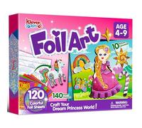 Klever Kits Kit de arte de papel de aluminio de princesa para niños, suministros de arte y manualidades, colorear sin desorden, calcomanías de espuma de aluminio, juguetes creativos de viaje, regalos