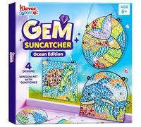 Klever Kits Kits de arte de diamantes para niños, kit de pintura de gemas de 4 piezas, atrapasoles de ventana, kits de mosaico, manualidades para niñas y niños, regalos de cumpleaños, juguetes a