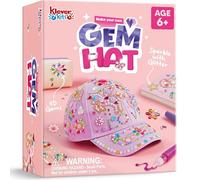 Klever Kits manualidades para hacer gorras de béisbol para niñas, crea tu propia gorra con pegatinas de gemas, juguete artístico para niñas de 4, 5, 6, 7, 8, 9, 10 y 12 años
