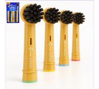 Klevner® Eco+100 Unikate Premium Cabezales para cepillos de dientes eléctricos, Oral B, compatibles con Oral B, marrón, carbón activo, blanqueamiento dental, juego de 4 para una higiene bucal eficaz