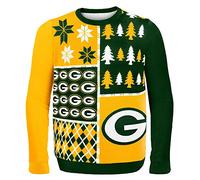 Klew Foco Sudadera NFL de Busy Block, Hombre, SWTNFUGYBBLKGPXXL, Green Bay Packers, XX-Large
