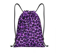 KLFDGGYU Mochila deportiva con cordón y estampado de leopardo morado para hombre mujer ideal entrenamiento deportes al aire libre regalo
