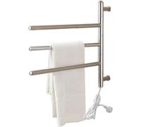 KLGFBDC Toallero eléctrico con 3 Barras giratorias, toallero de Acero Inoxidable Cromado para baño, Montaje en Pared, 560 x 450 mm, enchufable