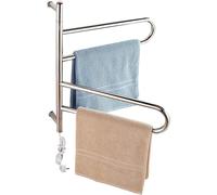 KLGFBDC Toallero eléctrico Curvo con Barras de Cromo Pulido, Calentador de Toallas de Pared, 4 Barras calefactadas, enchufable