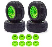 KLHYTGFA 4 neumáticos de 110 mm for camión de Recorrido Corto 1/8 1/10 con hexágono Interior de 12 mm, 14 mm y 17 mm for Coche RC TRAXXAS Slash ARRMA SENTON Vkar SCTX10 HPI(grün)