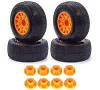 KLHYTGFA 4 neumáticos de 110 mm for camión de Recorrido Corto 1/8 1/10 con hexágono Interior de 12 mm, 14 mm y 17 mm for Coche RC TRAXXAS Slash ARRMA SENTON Vkar SCTX10 HPI(Orange)