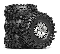 KLHYTGFA 4 Uds for Ruedas Beadlock de Metal de 1,9 "con neumáticos de Goma de 120mm for 1/10 RC Crawler TRX4 SCX10 II/III D90 RC4WD(Army Green)
