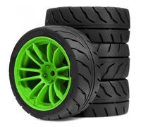 KLHYTGFA For neumáticos de Coches de Carreras RC WRC neumáticos de Rally hexagonales de 12mm for 1/10 RC On Road Car Tam-iya TT01 TT02 XV01 XV02 PTG-2 HSP HPI Kyosho MST Parts(4pcs Green)