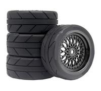 KLHYTGFA For RC 65mm neumático de Goma Rueda 12mm Hexagonal for Tam-iya TT01 TT01E TT02 TT02B XV01 PTG-2 1/10 RC Racing Car Piezas mejoradas(3H-KZ6087)