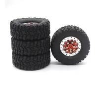 KLHYTGFA Llanta de Cubo de Rueda de Metal con Abalorios, llanta de Rueda y neumático de Goma for WPL C14 C24 B14 B24 B36 MN D90 MN99S RC, 4 Uds.(Rood)