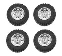 KLHYTGFA Neumáticos de Rueda de Metal de 4 Uds con cerraduras de Cuentas for Coches WPL MN model99S 98 MN300RC, Accesorios de modificación y actualización(Silver Set)