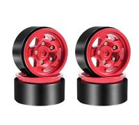 KLHYTGFA Neumáticos de Rueda de Metal de 4 Uds con cerraduras de Cuentas for Coches WPL MN model99S 98 MN300RC, Accesorios de modificación y actualización(Red Wheel hub)