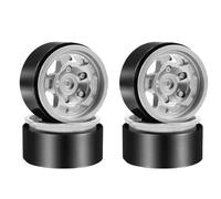 KLHYTGFA Neumáticos de Rueda de Metal de 4 Uds con cerraduras de Cuentas for Coches WPL MN model99S 98 MN300RC, Accesorios de modificación y actualización(Silver Wheel hub)