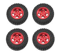 KLHYTGFA Neumáticos de Rueda de Metal de 4 Uds con cerraduras de Cuentas for Coches WPL MN model99S 98 MN300RC, Accesorios de modificación y actualización(Red Set)