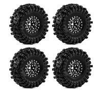 KLHYTGFA Ruedas y neumáticos Beadlock de Plato Profundo de 1,9 Pulgadas, Estilo KMC for RC Crawler TRX4 SCX10 II D90, Hexagonal de 12 mm, Llantas Negras clásicas(Schwarz)