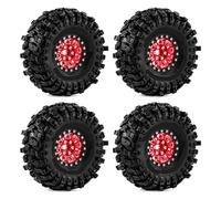 KLHYTGFA Ruedas y neumáticos Beadlock de Plato Profundo de 1,9 Pulgadas, Estilo KMC for RC Crawler TRX4 SCX10 II D90, Hexagonal de 12 mm, Llantas Negras clásicas(Rood)