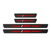 KLHYWEN 4 Piezas Pegatinas Protective de Umbral de Puerta de Coche para Fi-at, Tiras Decoración para Estribos de Coche de Fibra de Carbono con Logotipo,Stilo Red