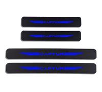KLHYWEN 4 Piezas Pegatinas Protective de Umbral de Puerta de Coche para REN-Ault CAPTUR, Tiras Decoración para Estribos de Coche de Fibra de Carbono con Logotipo,Blue