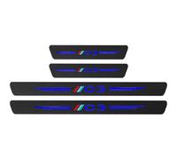 KLHYWEN 4 Piezas Película Protectora para Umbral de Puerta de Coche para Citr-oen C3, Pegatina de Decoración para Estribos de Fibra de Carbono de contra Arañazos,Blue