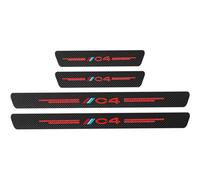 KLHYWEN 4 Piezas Película Protectora para Umbral de Puerta de Coche para Citr-oen C4, Pegatina de Decoración para Estribos de Fibra de Carbono de contra Arañazos,Red