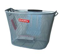 KLICKfix Bolsa de bicicleta Uni basket, Feinma. Cesta de manillar plateada, 25 x 36 x 26 cm