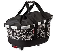 KLICKfix Unisex - Cesta de Bicicleta para Adultos - Fleur Black, Dimensiones: 33 x 27 x 42 cm