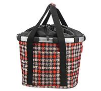 KLICKfix Unisex - Cesta de Bicicleta para Adultos glencheck Rojo, 15 litros