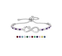 KLIFOWDY Pulsera de tenis con piedra natal para mujer, plata de ley 925, pulsera infinita para niñas, pulsera de circonita, regalos delicados de cumpleaños para mamá, hermanas, novia, talla única