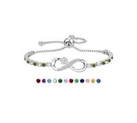 KLIFOWDY Pulsera de tenis con piedra natal para mujer, plata de ley 925, pulsera infinita para niñas, pulsera de circonita, regalos delicados de cumpleaños para mamá, hermanas, novia, talla única