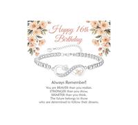 KLIFOWDY Pulsera infinita de plata de ley 925 para mujeres y niñas, de 6 pulgadas + 2.5 pulgadas, regalo de cumpleaños para niñas y mujeres, talla única, Metal, No es una piedra preciosa