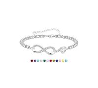 KLIFOWDY Regalos de cumpleaños para mujeres y niñas, pulsera de plata de ley 925, pulsera de corazón infinito, piedra natal, regalo de cumpleaños para mujeres y niñas, talla única, Metal, No es una