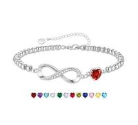 KLIFOWDY Regalos de cumpleaños para mujeres y niñas, pulsera de plata de ley 925, pulsera de corazón infinito, piedra natal, regalo de cumpleaños para mujeres y niñas, talla única, Metal, No es una
