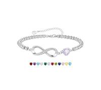 KLIFOWDY Regalos de cumpleaños para mujeres y niñas, pulsera de plata de ley 925, pulsera de corazón infinito, piedra natal, regalo de cumpleaños para mujeres y niñas, talla única, Metal, No es una
