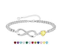 KLIFOWDY Regalos de cumpleaños para mujeres y niñas, pulsera de plata de ley 925, pulsera de corazón infinito, piedra natal, regalo de cumpleaños para mujeres y niñas, talla única, Metal, No es una