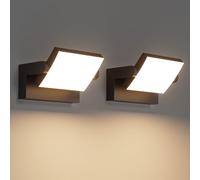 Klighten 2 Piezas 24W Apliques de Pared LED Exterior Interior IP65, Luces de Pared Ajustable, Moderno Lámpara de Pared Aluminio para Entrada Terraza Jardín, 1500 LM, Blanco Cálido 3000K, Negro